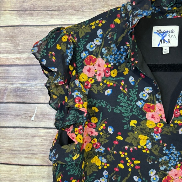 Madewell x No. 6 Store navy floral ruffle sleeveless mini dress Size 00 - Picture 7 of 8